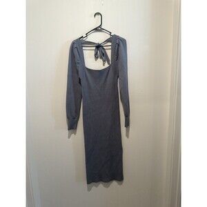 House of Harlow 1960 Dune Blue Rib Knit Sweater Dress Womens Size Medium